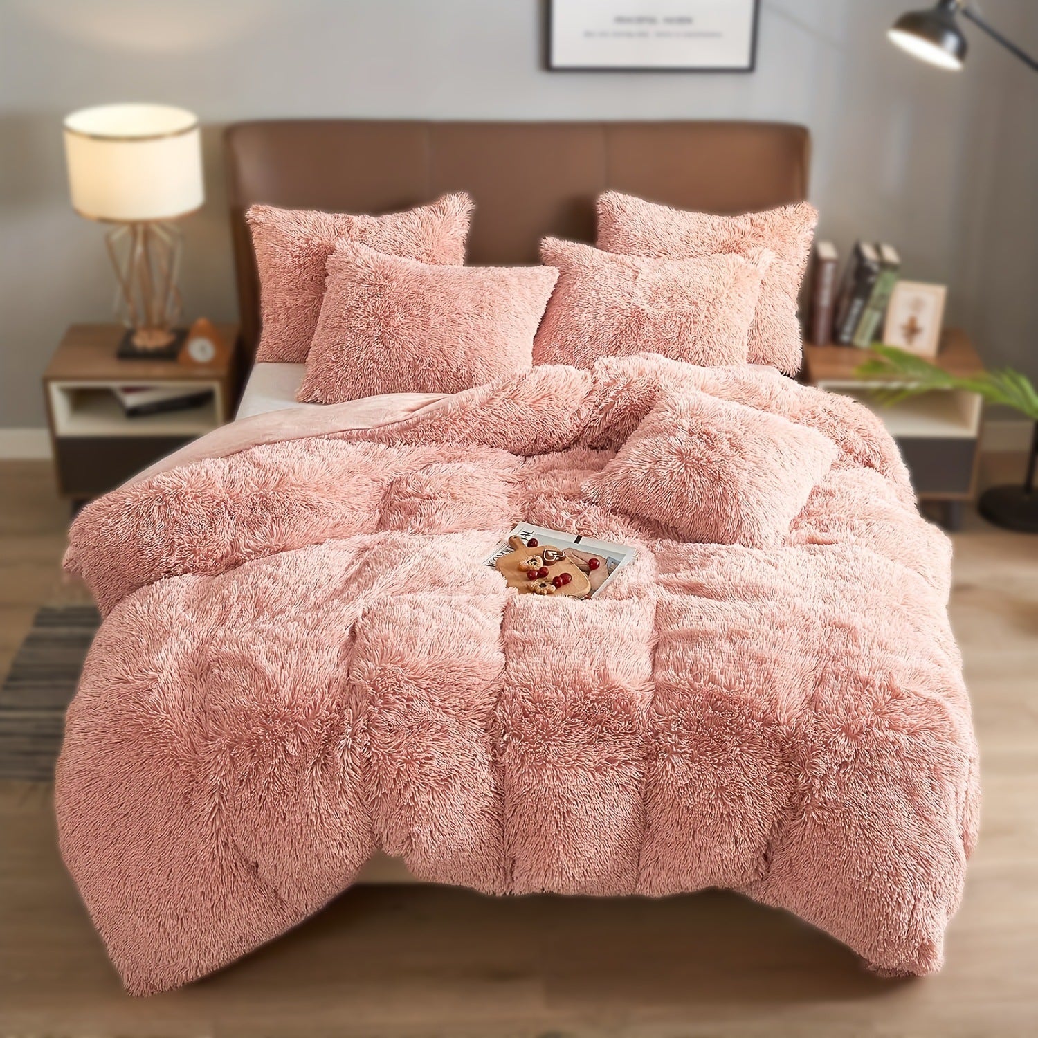 HKM-936723 Ultra Soft Velvet 4PC Duvet Cover Set in Solid Color – 100% Pure Cotton, Modern Design