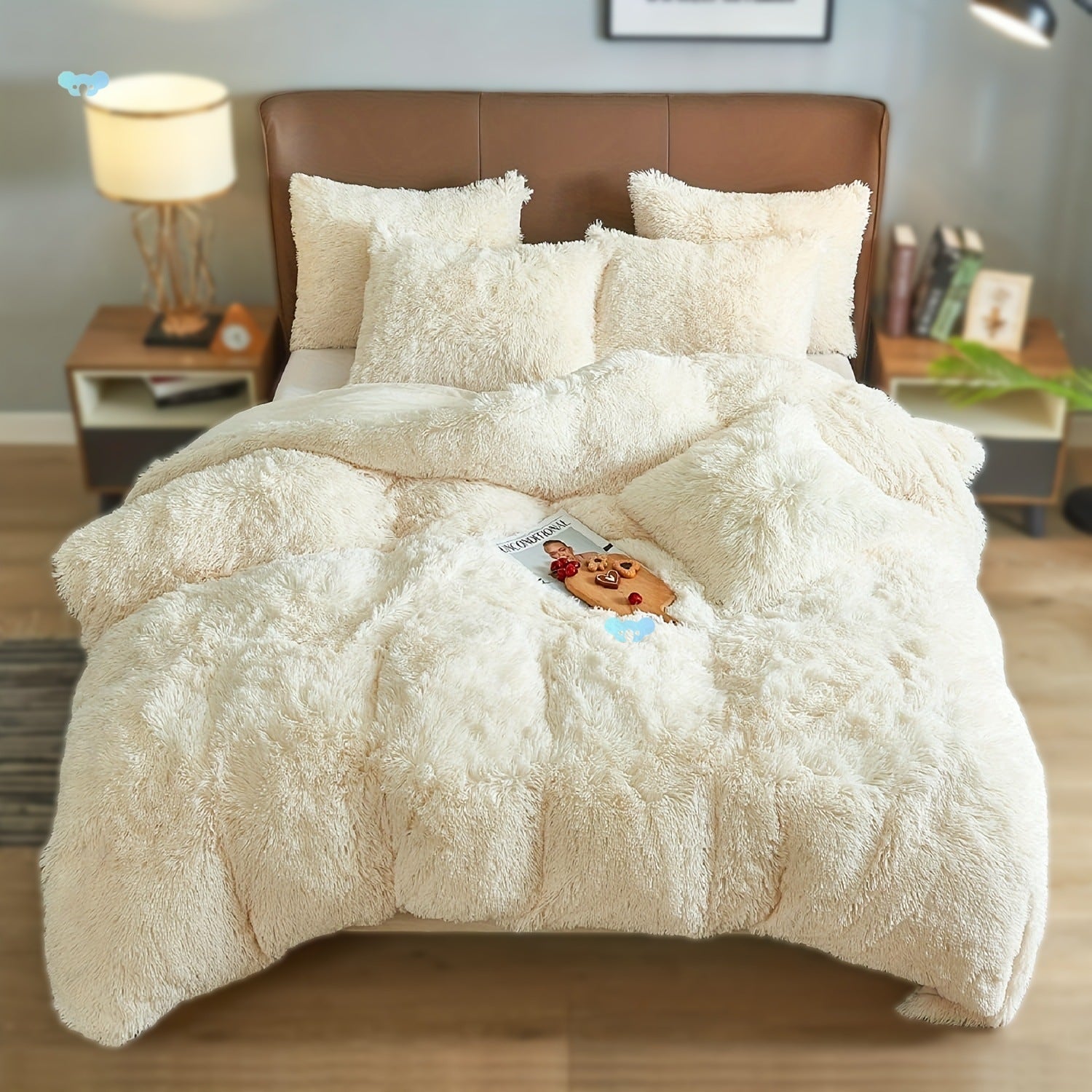 HKM-936723 Ultra Soft Velvet 4PC Duvet Cover Set in Solid Color – 100% Pure Cotton, Modern Design