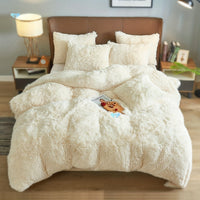 HKM-936723 Ultra Soft Velvet 4PC Duvet Cover Set in Solid Color – 100% Pure Cotton, Modern Design