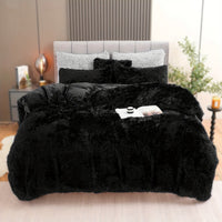 HKM-936723 Ultra Soft Velvet 4PC Duvet Cover Set in Solid Color – 100% Pure Cotton, Modern Design