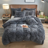 HKM-936723 Ultra Soft Velvet 4PC Duvet Cover Set in Solid Color – 100% Pure Cotton, Modern Design