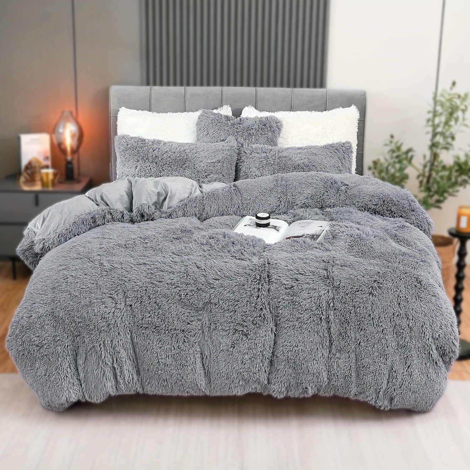 HKM-936723 Ultra Soft Velvet 4PC Duvet Cover Set in Solid Color – 100% Pure Cotton, Modern Design