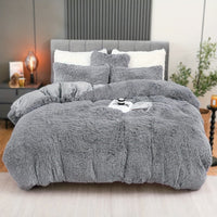HKM-936723 Ultra Soft Velvet 4PC Duvet Cover Set in Solid Color – 100% Pure Cotton, Modern Design