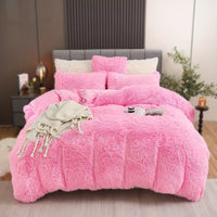 HKM-936723 Ultra Soft Velvet 4PC Duvet Cover Set in Solid Color – 100% Pure Cotton, Modern Design