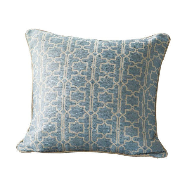 HKM-936851 American Living Room Throw Pillow - Cotton Cushion Cover, 50x50cm, Beige, Orange, Yellow, Green, Sky Blue, Dark Blue