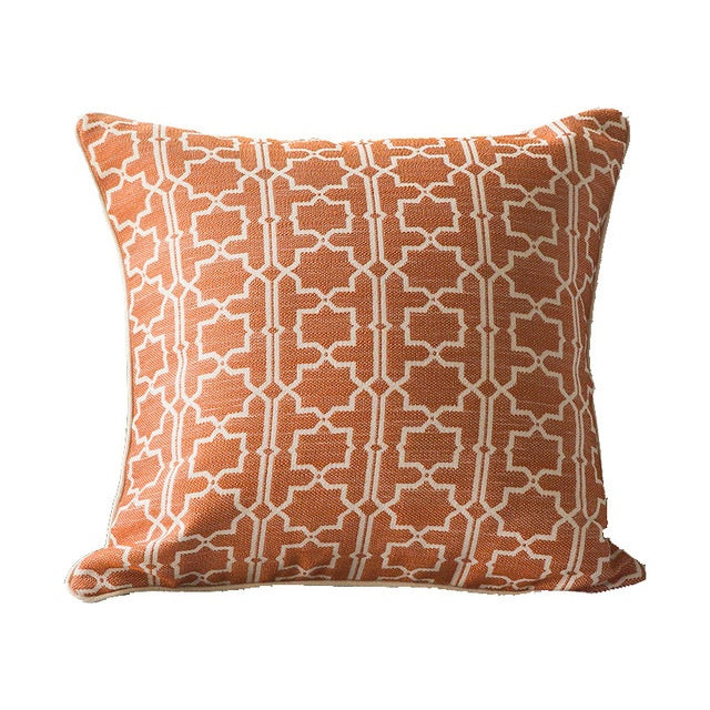 HKM-936851 American Living Room Throw Pillow - Cotton Cushion Cover, 50x50cm, Beige, Orange, Yellow, Green, Sky Blue, Dark Blue