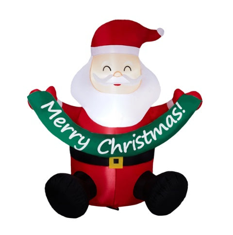 HKM-936851 Jolly Santa 5.8FT Inflatable Yard Decoration with LED Lights for Christmas Celebrations