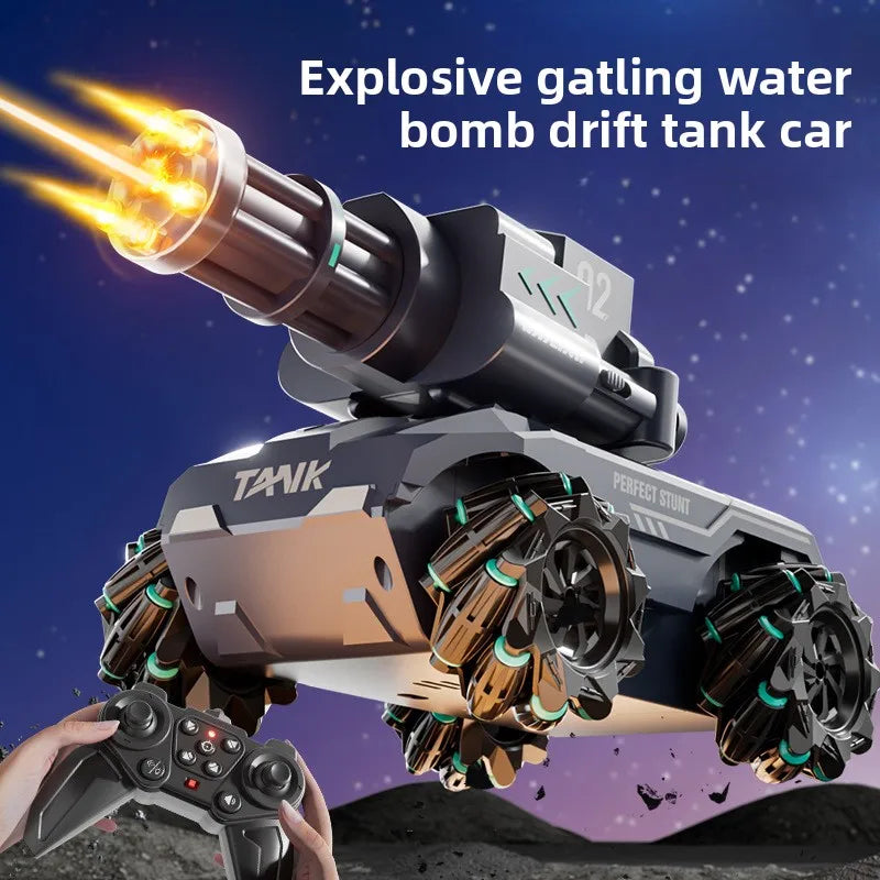 HKM-936979 Remote Control Tank Vehicle with 360° Rotation, Light & Music for Ages 5 and Up - Electric Water Bullet Toy