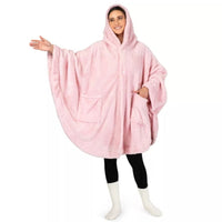 HKM-936979 Thickened Hooded Cloak Bathrobe for Home and Hotel Use in Pink, Dark Gray, or Black