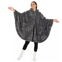 HKM-936979 Thickened Hooded Cloak Bathrobe for Home and Hotel Use in Pink, Dark Gray, or Black