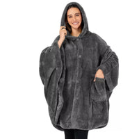 HKM-936979 Thickened Hooded Cloak Bathrobe for Home and Hotel Use in Pink, Dark Gray, or Black