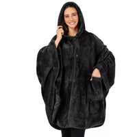 HKM-936979 Thickened Hooded Cloak Bathrobe for Home and Hotel Use in Pink, Dark Gray, or Black