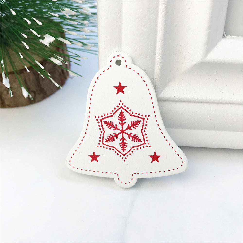 HKM-937171 Wooden Christmas Ornaments DIY Gift Pendants - 5cm Cute Cartoon Design