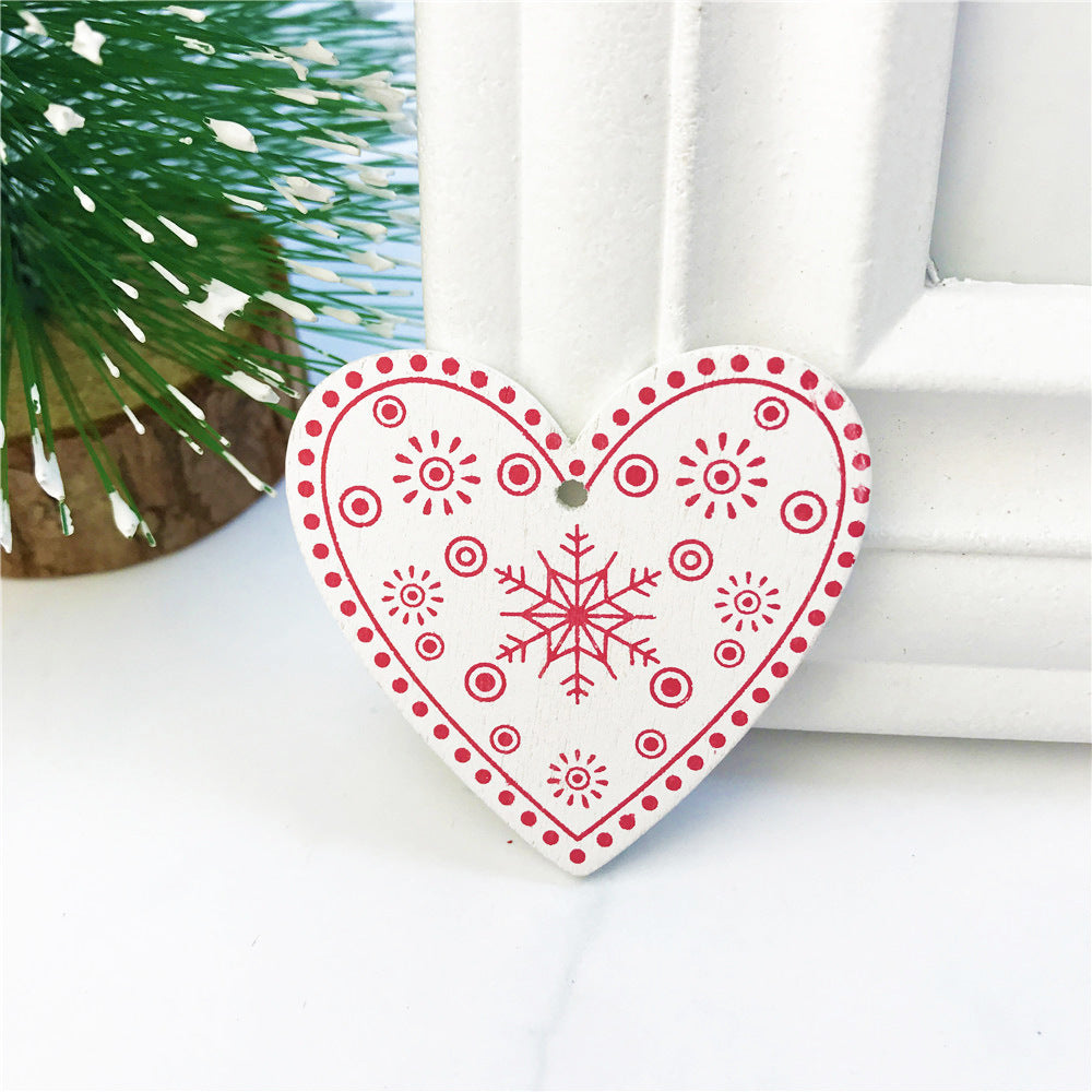HKM-937171 Wooden Christmas Ornaments DIY Gift Pendants - 5cm Cute Cartoon Design