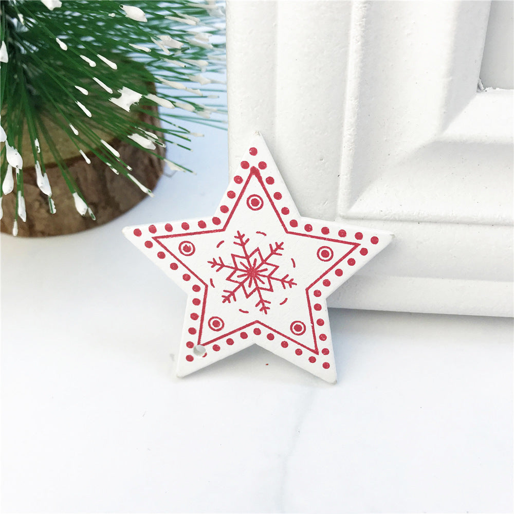 HKM-937171 Wooden Christmas Ornaments DIY Gift Pendants - 5cm Cute Cartoon Design