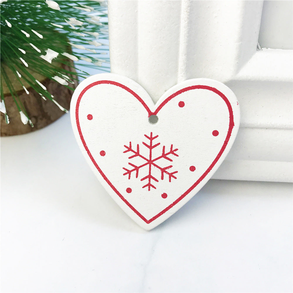HKM-937171 Wooden Christmas Ornaments DIY Gift Pendants - 5cm Cute Cartoon Design