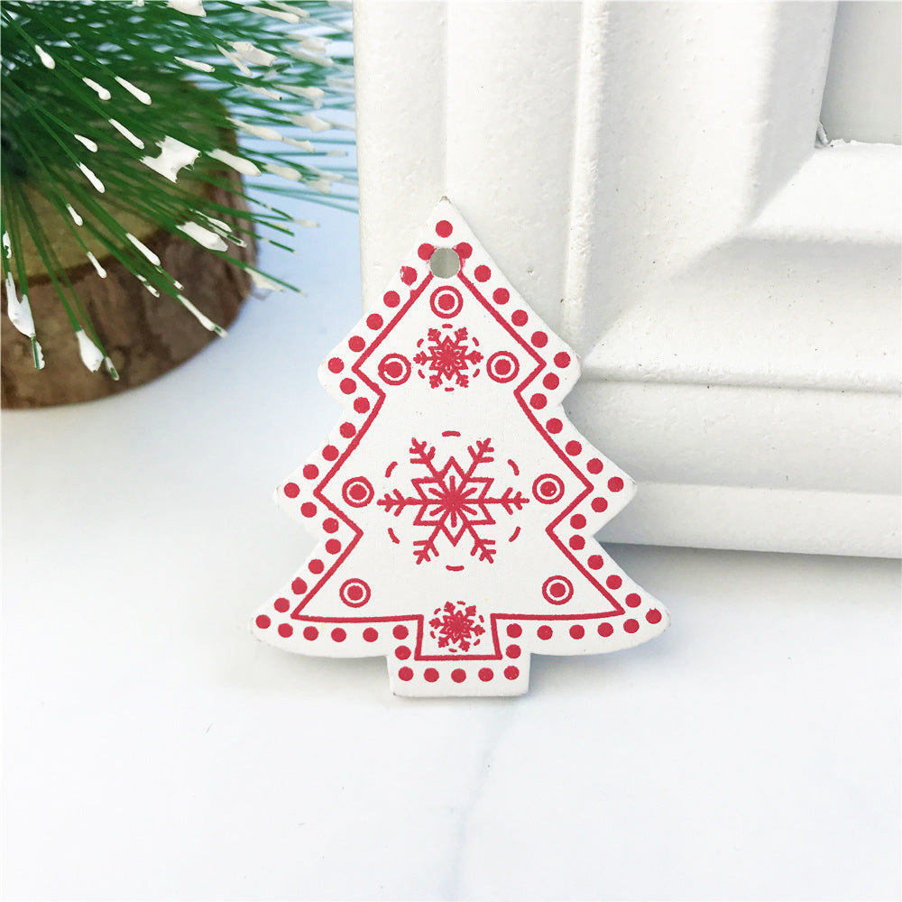 HKM-937171 Wooden Christmas Ornaments DIY Gift Pendants - 5cm Cute Cartoon Design