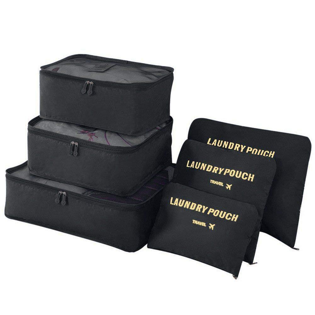 HKM-937555 6-Piece Cube Travel Storage Bag Set for Clothes and Accessories