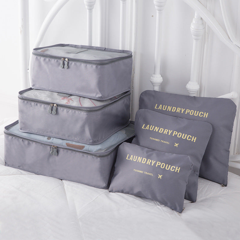 HKM-937555 6-Piece Cube Travel Storage Bag Set for Clothes and Accessories