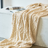 HKM-937555 Gergel Chenille Knitted Blanket for Sofa - Soft Polyester Throw in Multiple Colors