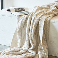 HKM-937555 Gergel Chenille Knitted Blanket for Sofa - Soft Polyester Throw in Multiple Colors