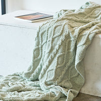HKM-937555 Gergel Chenille Knitted Blanket for Sofa - Soft Polyester Throw in Multiple Colors
