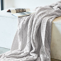 HKM-937555 Gergel Chenille Knitted Blanket for Sofa - Soft Polyester Throw in Multiple Colors