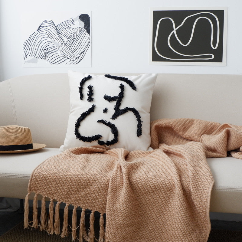 HKM-937619 Modern Geometric Pattern Tufted Cushion Bag for Living Room - 45x45cm