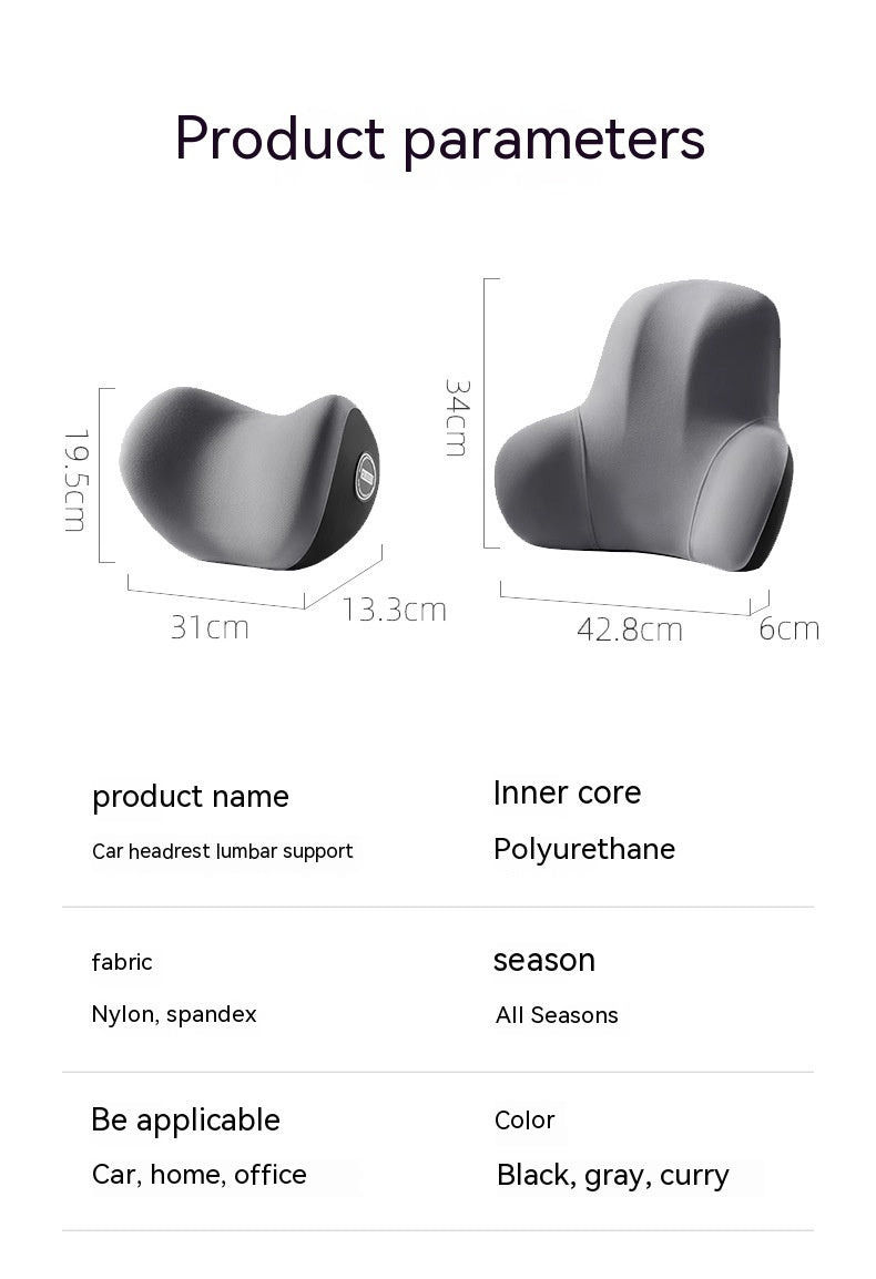 HKM-937683 Ergonomic Lumbar and Headrest Cushion for Car, Home, and Office