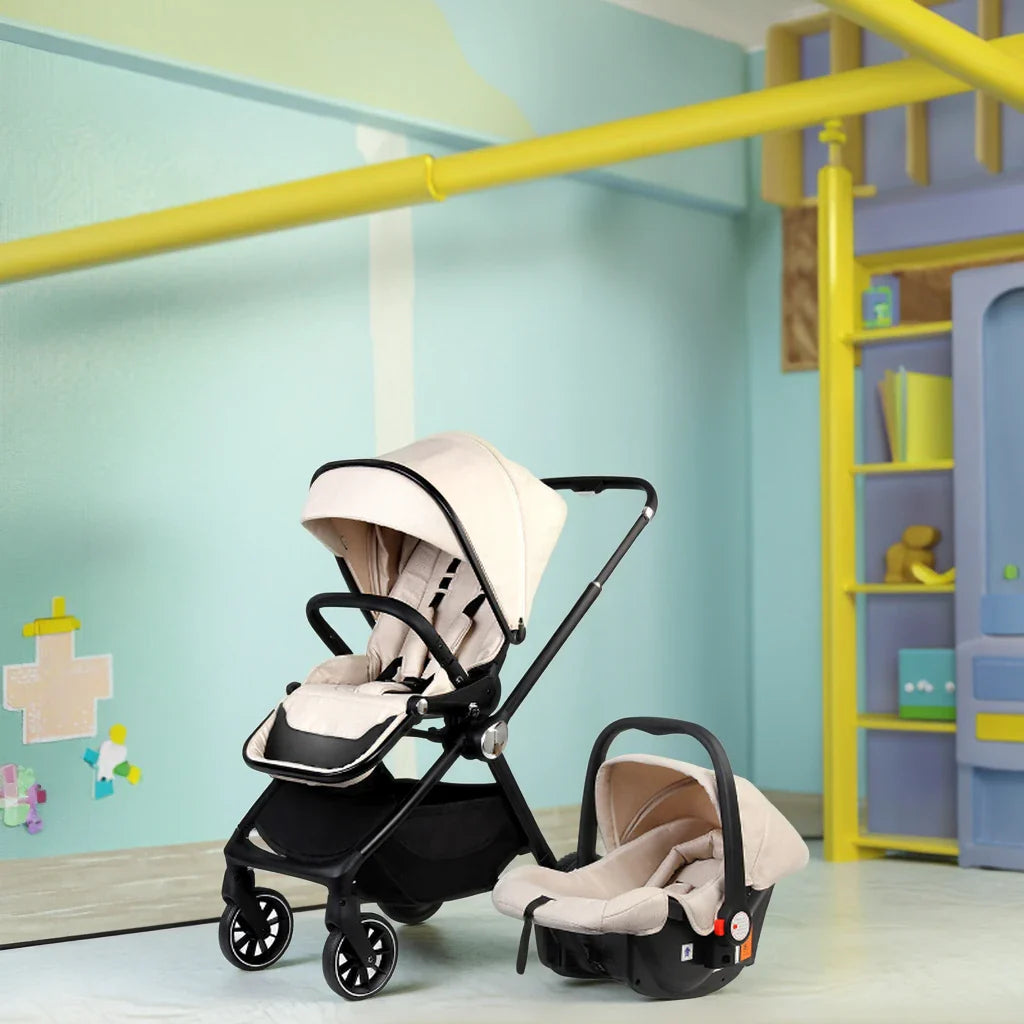 KTX-937747 Compact 2-in-1 Baby Pram with 360-Degree Functionality and Folding Design, Equipped with Five-Point Safety Belt