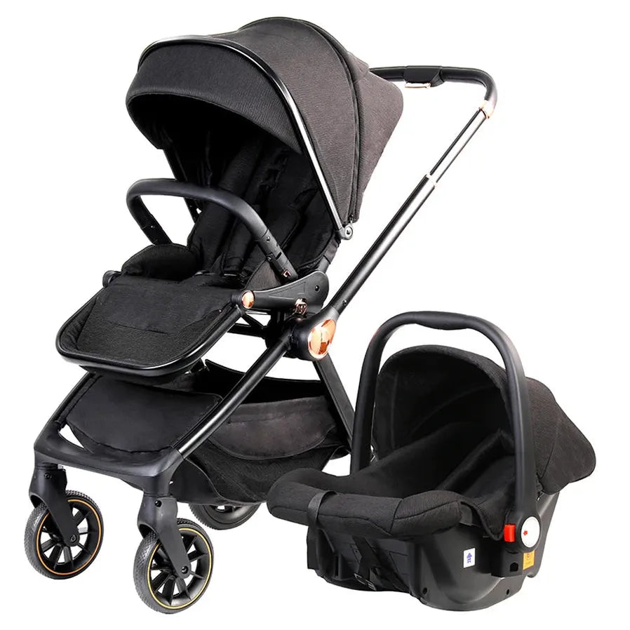 KTX-937747 Compact 2-in-1 Baby Pram with 360-Degree Functionality and Folding Design, Equipped with Five-Point Safety Belt