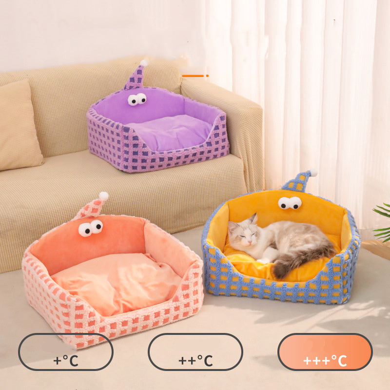 HKM-937747 Triangular Washable Pet Sleeping Nest with Sponge Cushion for Cats - Cozy Autumn and Winter Kennel