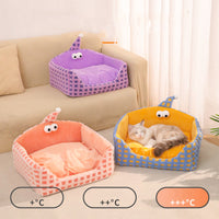 HKM-937747 Triangular Washable Pet Sleeping Nest with Sponge Cushion for Cats - Cozy Autumn and Winter Kennel