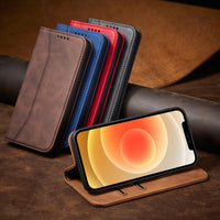 HKM-937811 Premium Flip Case for iPhone 12 Mini, 12/12 Pro, 12 Pro Max, 11, 11 Pro, 11 Pro Max, 7/8/SE 2020, 7/8 Plus, X/XS, XR, XS Max, 6/6S, 6 Plus - PU + TPU, Solid Colors Available