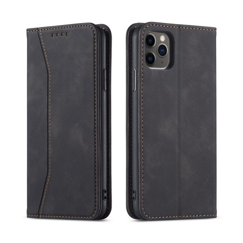 HKM-937811 Premium Flip Case for iPhone 12 Mini, 12/12 Pro, 12 Pro Max, 11, 11 Pro, 11 Pro Max, 7/8/SE 2020, 7/8 Plus, X/XS, XR, XS Max, 6/6S, 6 Plus - PU + TPU, Solid Colors Available