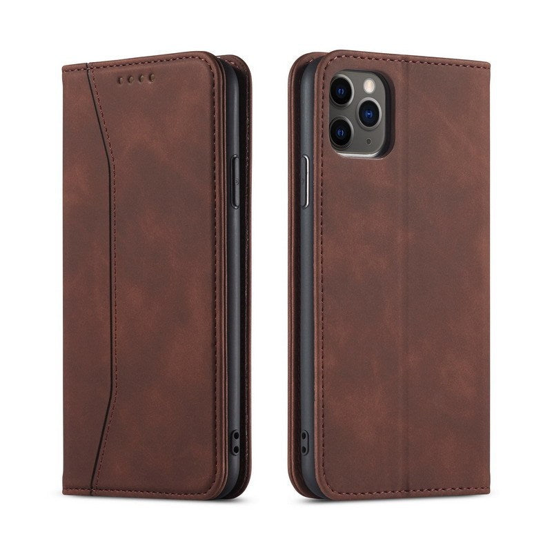 HKM-937811 Premium Flip Case for iPhone 12 Mini, 12/12 Pro, 12 Pro Max, 11, 11 Pro, 11 Pro Max, 7/8/SE 2020, 7/8 Plus, X/XS, XR, XS Max, 6/6S, 6 Plus - PU + TPU, Solid Colors Available