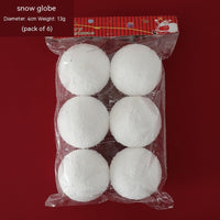 HKM-938003 Snowball Christmas Tree Ornaments - Pure White Foam, 4cm/6 Pack, 6cm/6 Pack, 8cm/6 Pack