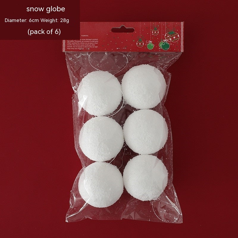 HKM-938003 Snowball Christmas Tree Ornaments - Pure White Foam, 4cm/6 Pack, 6cm/6 Pack, 8cm/6 Pack