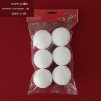 HKM-938003 Snowball Christmas Tree Ornaments - Pure White Foam, 4cm/6 Pack, 6cm/6 Pack, 8cm/6 Pack