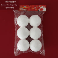 HKM-938003 Snowball Christmas Tree Ornaments - Pure White Foam, 4cm/6 Pack, 6cm/6 Pack, 8cm/6 Pack