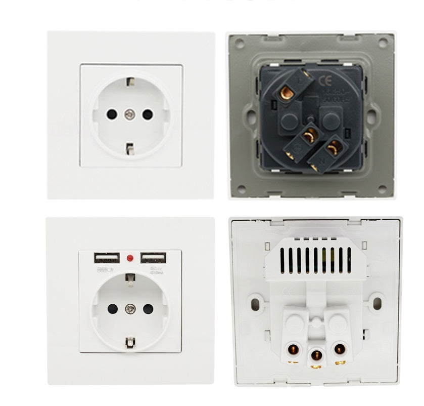 HKM-938067 Child-Safe Socket with Easy Installation - 16A/25V, White/Black, 86*86mm