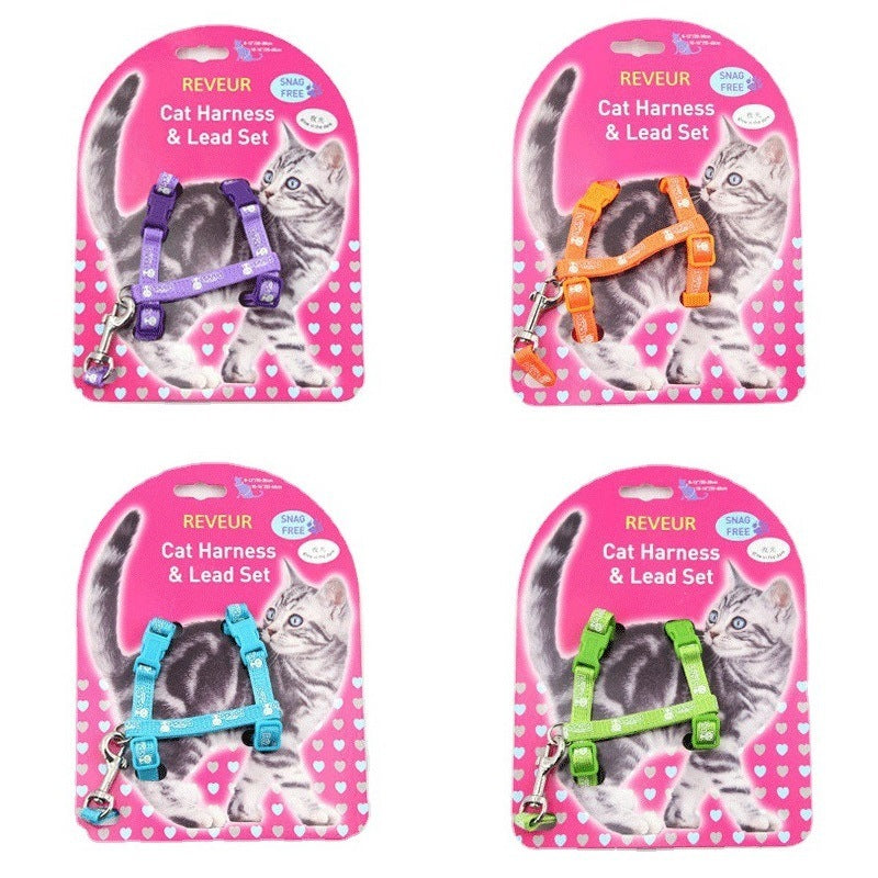 HKM-938067 Reflective Cat Chest Strap - Adjustable Anti-Lost Harness for Safety in Luminous Colors