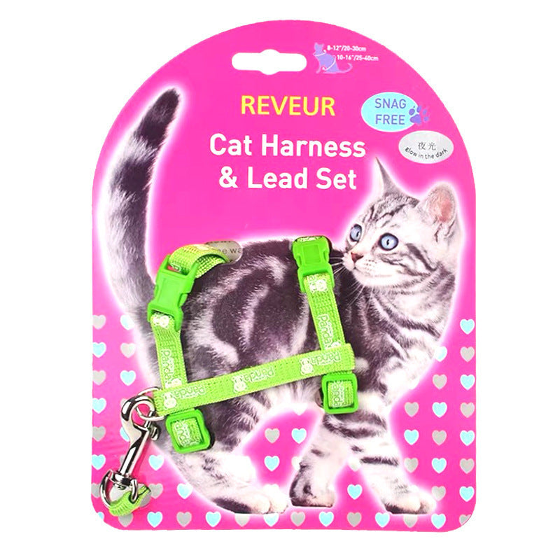 HKM-938067 Reflective Cat Chest Strap - Adjustable Anti-Lost Harness for Safety in Luminous Colors