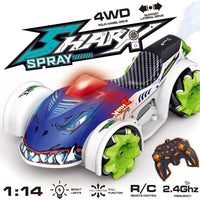 HKM-938131 Flash Spray Shark 2.4GHz Remote Control Stunt Car with Light and Music, Electric Drift Truck for Indoor and Outdoor Fun