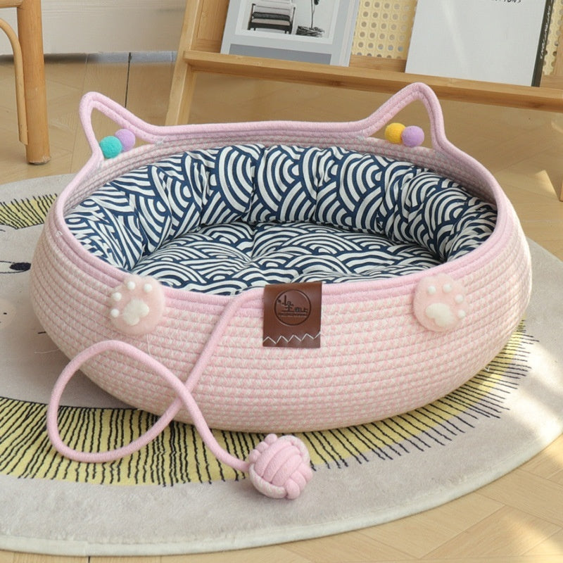 HKM-938515 Bamboo Scratching-Resistant Cat Kennel with Various Soft Cotton Styles
