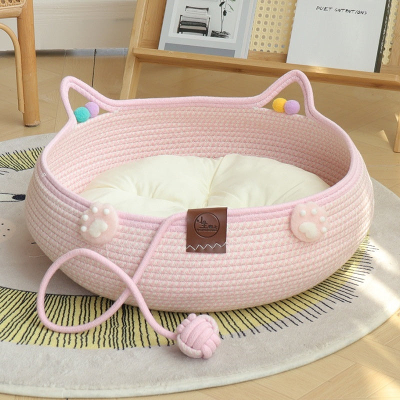 HKM-938515 Bamboo Scratching-Resistant Cat Kennel with Various Soft Cotton Styles