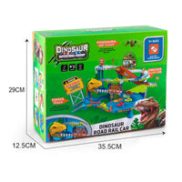 HKM-938515 Dinosaur World Road Race Track Car Set for Ages 2-4 with Free-Wheel Cars in Colorful Box