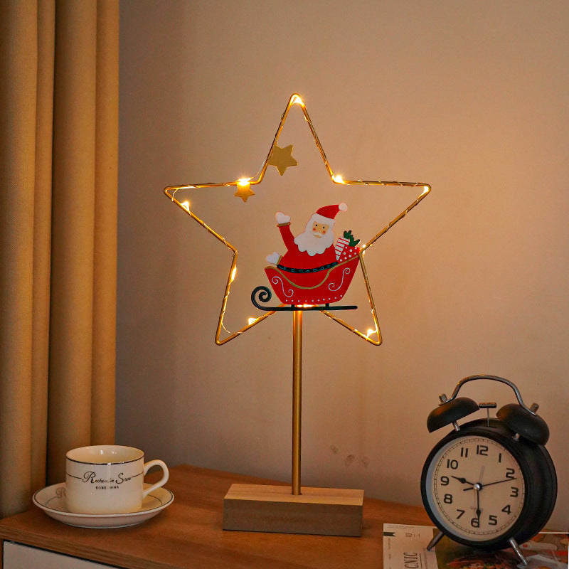 HKM-938515 Wrought Iron Decorative LED Lamp - Warm Light Christmas Ornaments in Various Designs