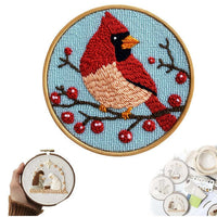 HKM-938707 Red Bird Embroidered Hand Embroidery on Cloth - Modern Simplicity Design (20x4)