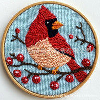 HKM-938707 Red Bird Embroidered Hand Embroidery on Cloth - Modern Simplicity Design (20x4)